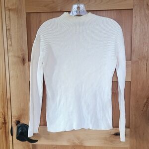 Pendleton 100% Cotton Ivory Cream SMALL Mock Neck Sweater Quiet Luxury Old Money